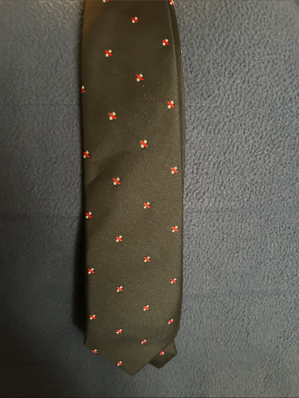 Blair Dark Blue Tie with Small Red Dot Pattern